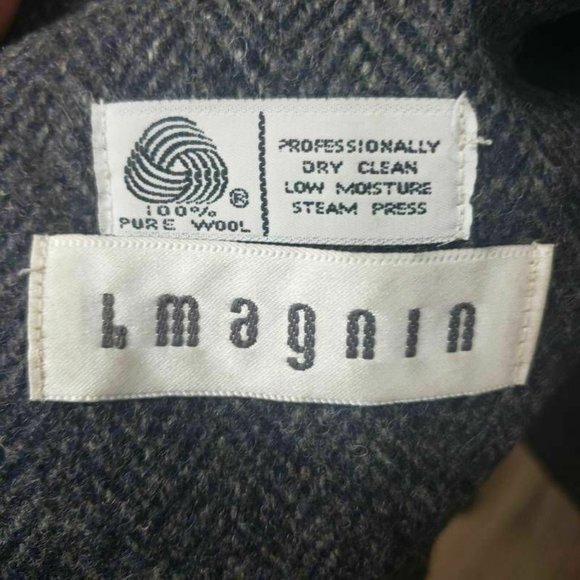 I. Magnin Vintage Gray Herringbone Wool Coat Med - Picture 10 of 10